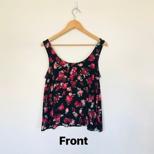 Black and Burgundy Floral Forever 21 Tank Blouse